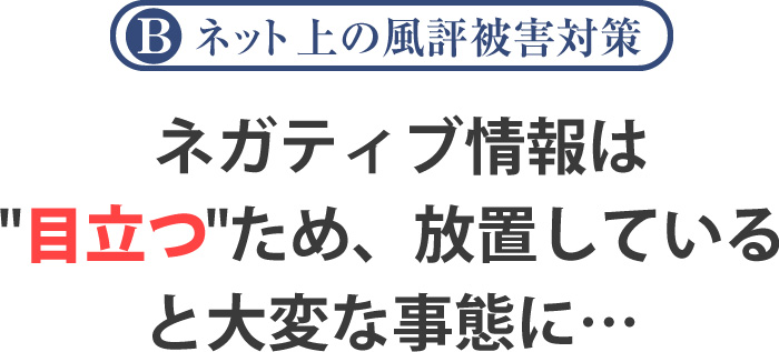 【B プラン】ネガティブ情報は目立つため放置していると大変な事態に…